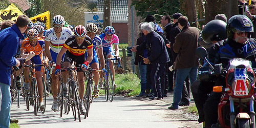 Ronde van Vlaanderen 2006 - Serge Baguet, Tom Boonen, Paolo Bettini, Flecha, Ballan, ...