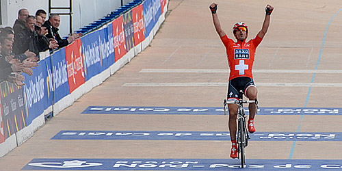 Winnaar Fabian Cancellara in Roubaix