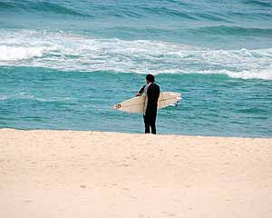 Eenzame surfer op Bondi