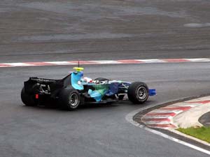 Rubens Barrichello in zijn Honda.